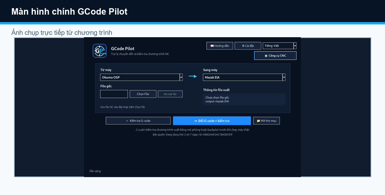 GCodePilot application interface